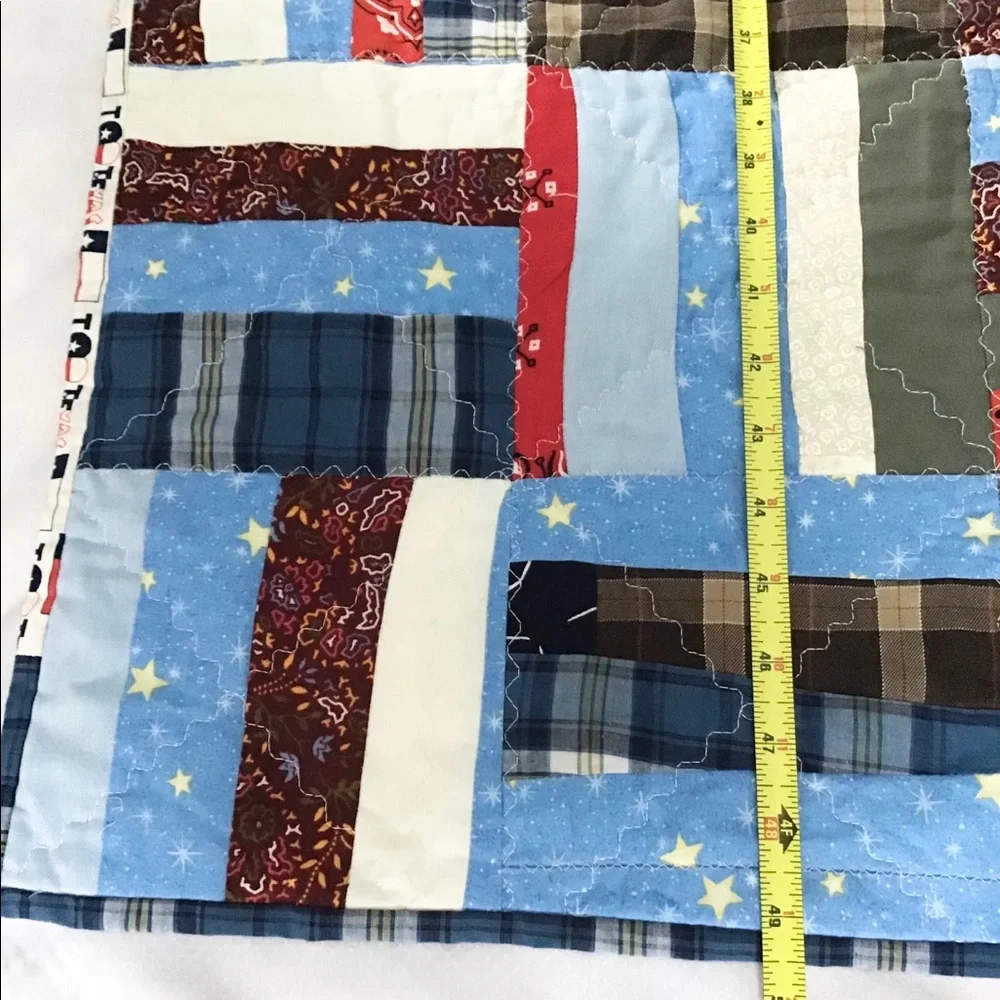 Amazing hand made SNOOPY crib quilt red/blue